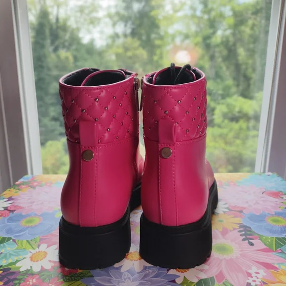 Sonoma Goods For Life Pink Fucsia Lace-Up Ankle Big Girl Boots - Picture 6 of 7